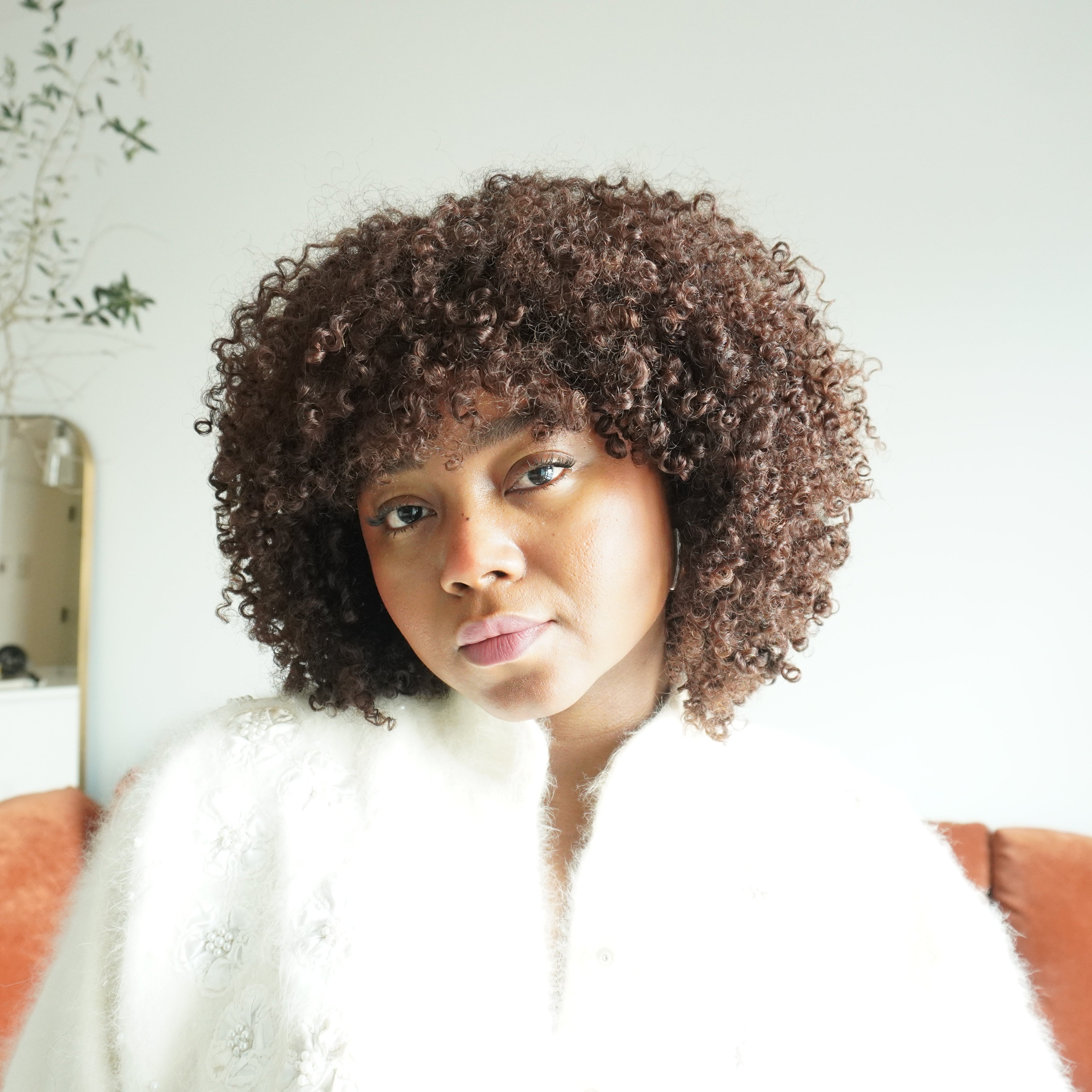 Kinky Bang Brown RTS Wig: Ready-to-Ship Volume with a Natural Curly Bang