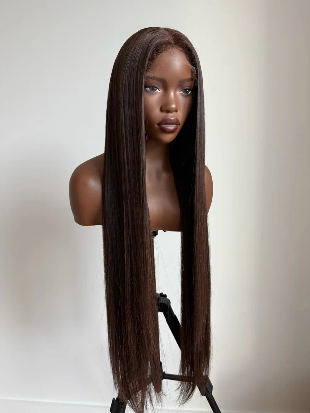 Hybrid Jasmine Brown Custom Wig: Raw Straight Perfection with a Seamless Hybrid Hairline