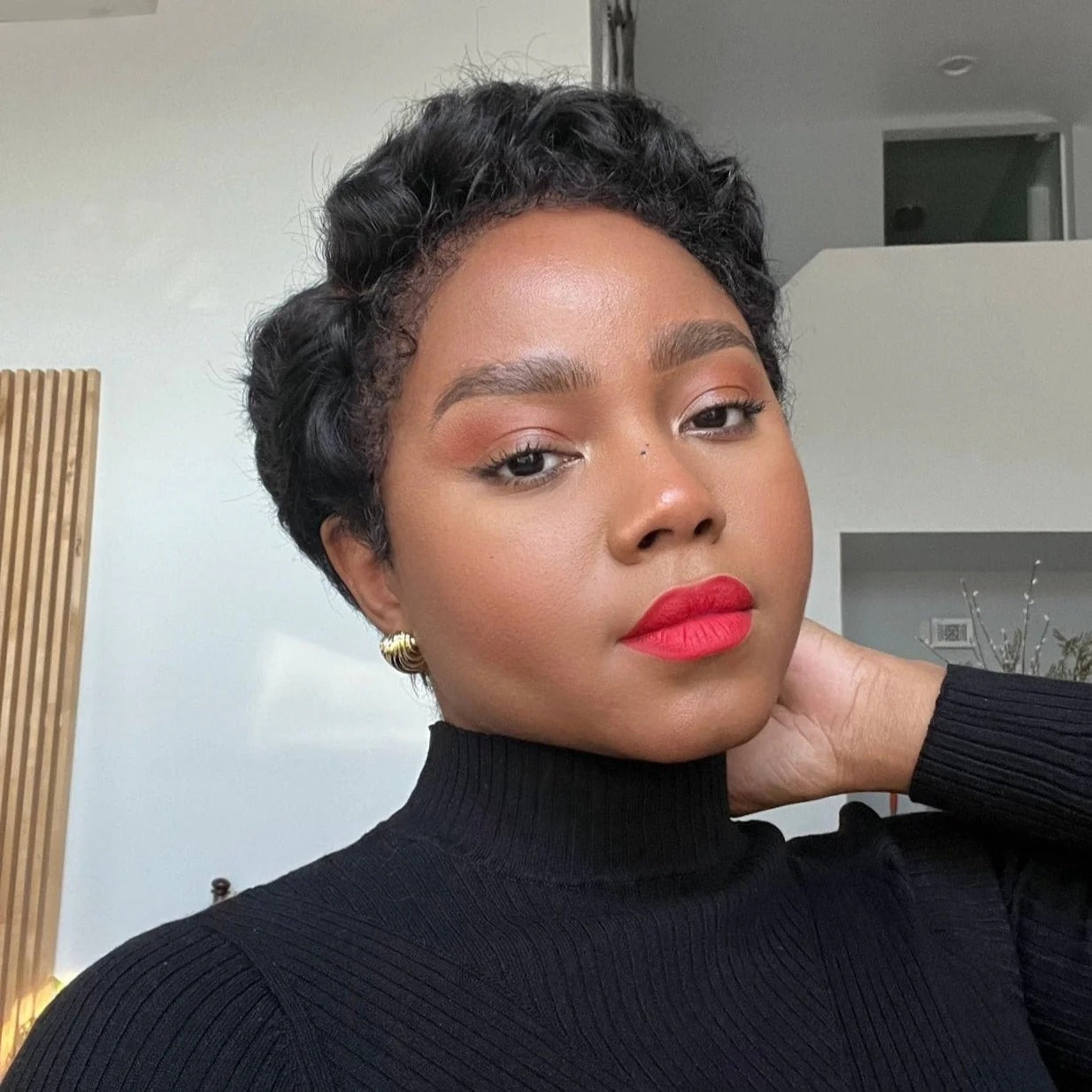 Hybrid Amiri Pixie Wig Custom – Premium Virgin Curly Pixie Wig with Natural Hybrid Hairline