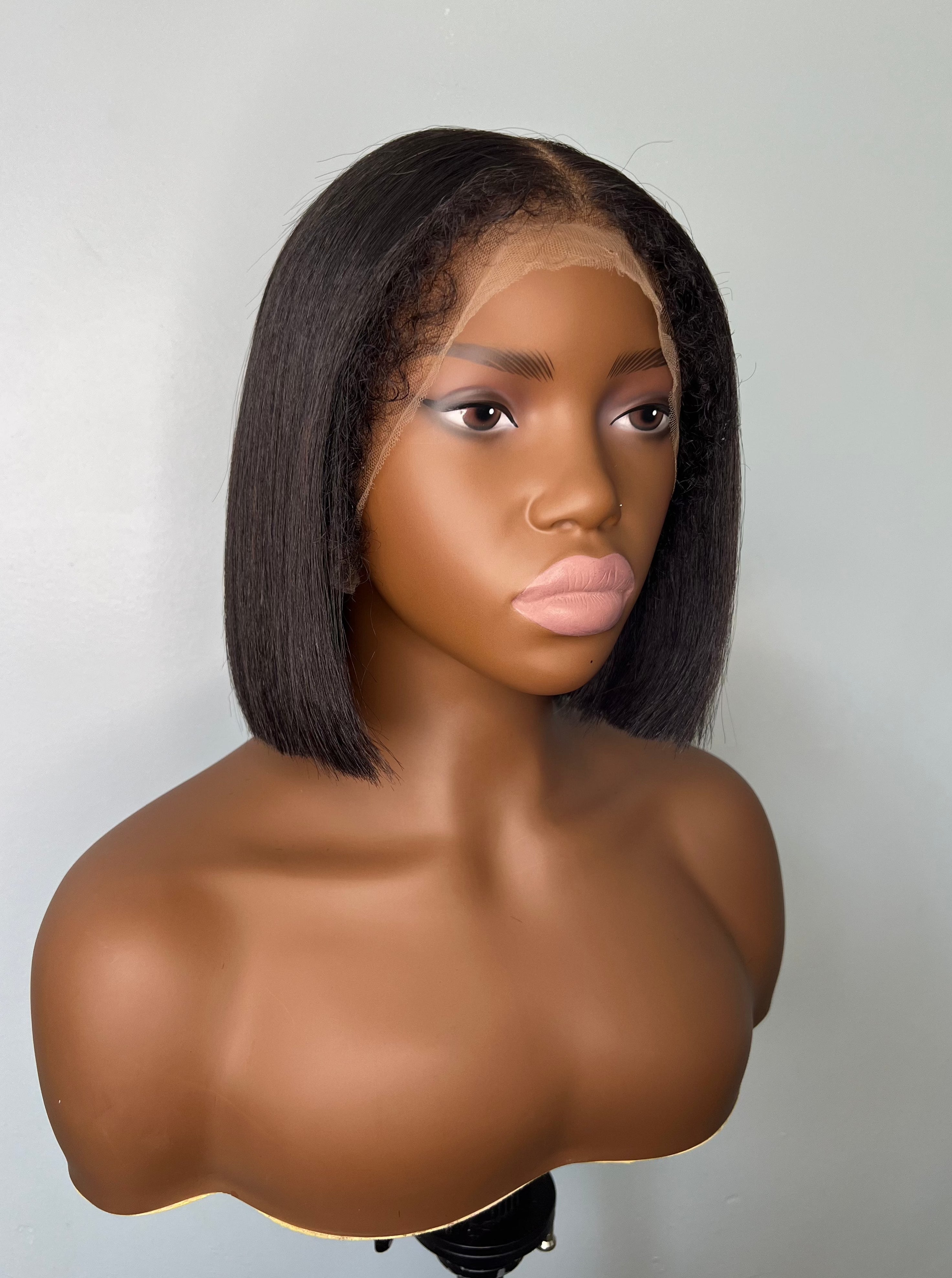 Kelly Bob 8" 4C Kinky Edges Lace Wig