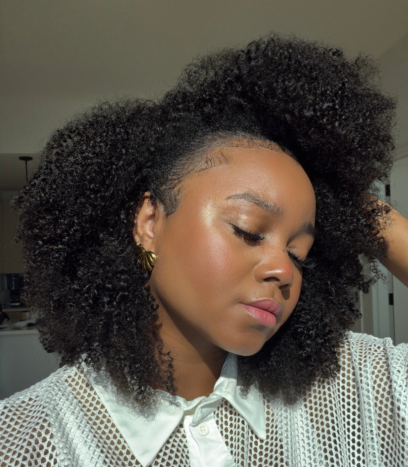 Kinky Coily Flip Over Half Wig – 100% Human Hair, 14", Glueless, Pre-Styled