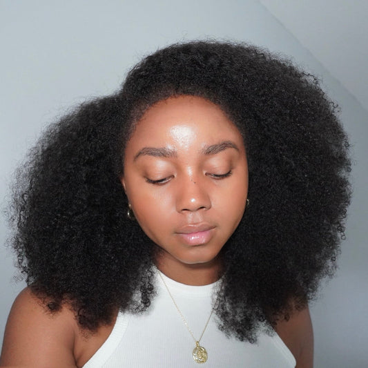 Hybrid Curly Afro 18” Wig: 100% Premium Virgin Raw Hair - MellowDiamond