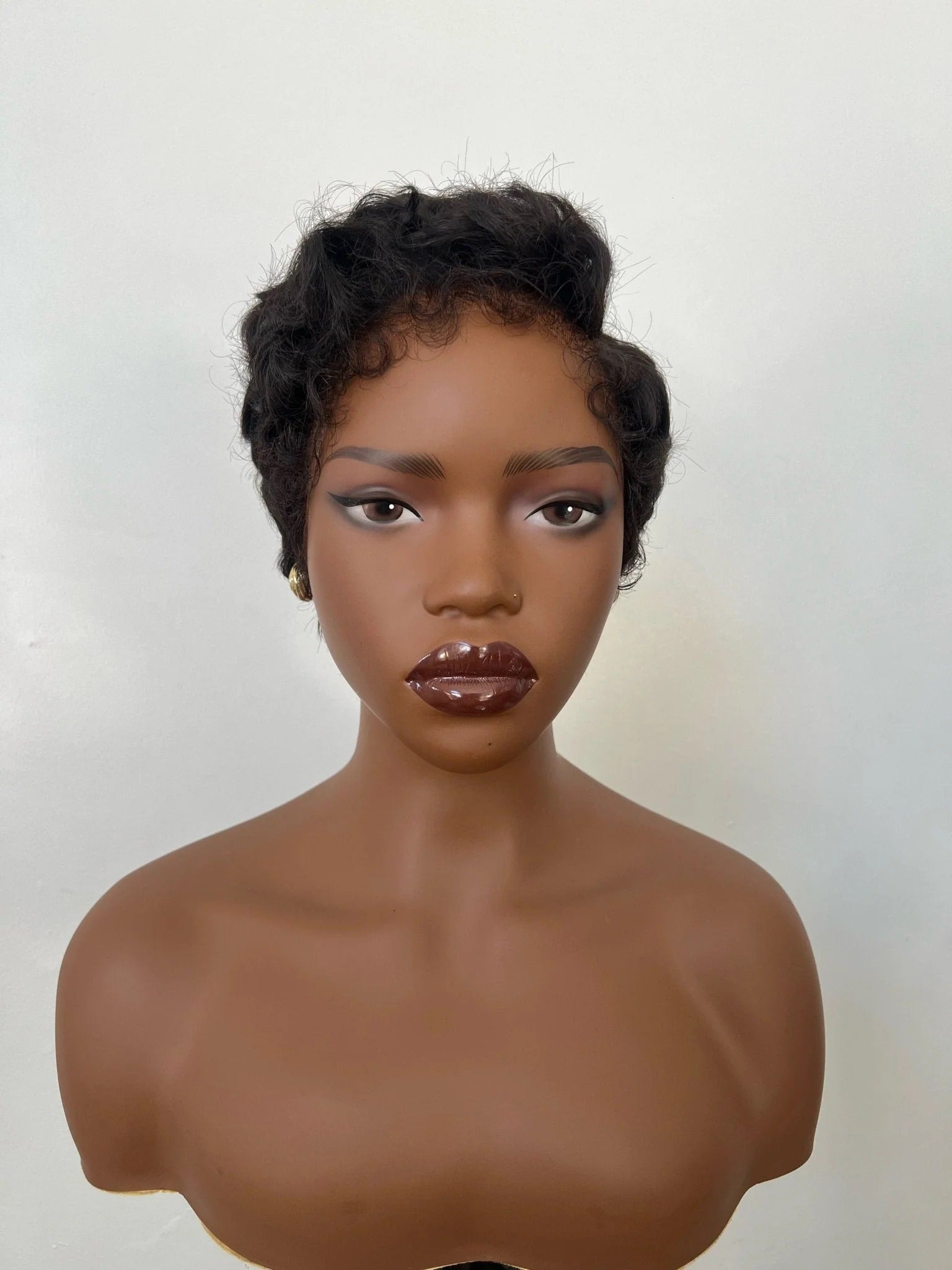 Hybrid Amiri Pixie Wig Custom – 100% Virgin Curly Human Hair with Hybrid Hairline