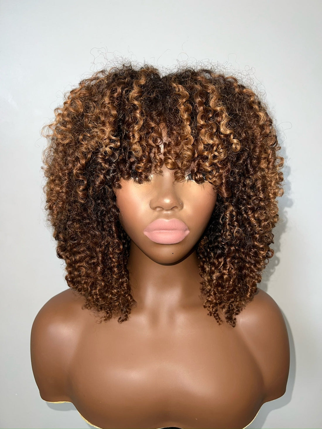 Kinky Bang Honey Custom Wig: Premium Human Hair with Stunning Bang Style